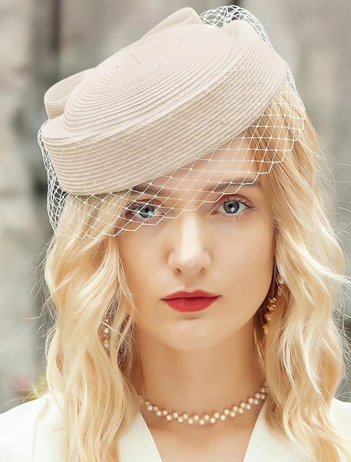 DingJiDress Hats Tulle Fiber Hat Straw Hat Wedding Tea Party Elegant Wedding With Bowknot Tulle Headpiece Headwear