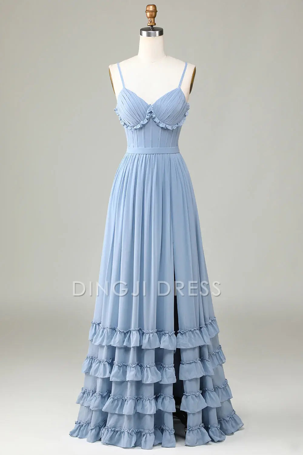 DingJiDress High Quality Dress Evening Dress Elegant A Line Corset Spaghetti Straps Criss Cross Back Ruched Long Prom Dress