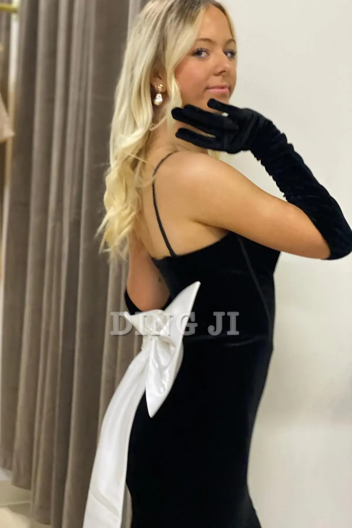 DingJiDress Evening Dress Mermaid Cultivate oneself Sweetheart Spaghetti Straps Bow-Back Velvet Long Dress Formal Women's Dresses Wedding Guest Dresses