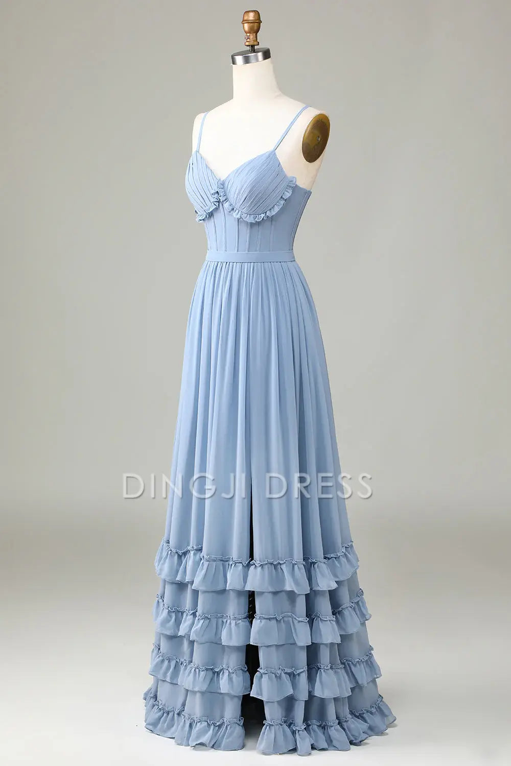 DingJiDress High Quality Dress Evening Dress Elegant A Line Corset Spaghetti Straps Criss Cross Back Ruched Long Prom Dress