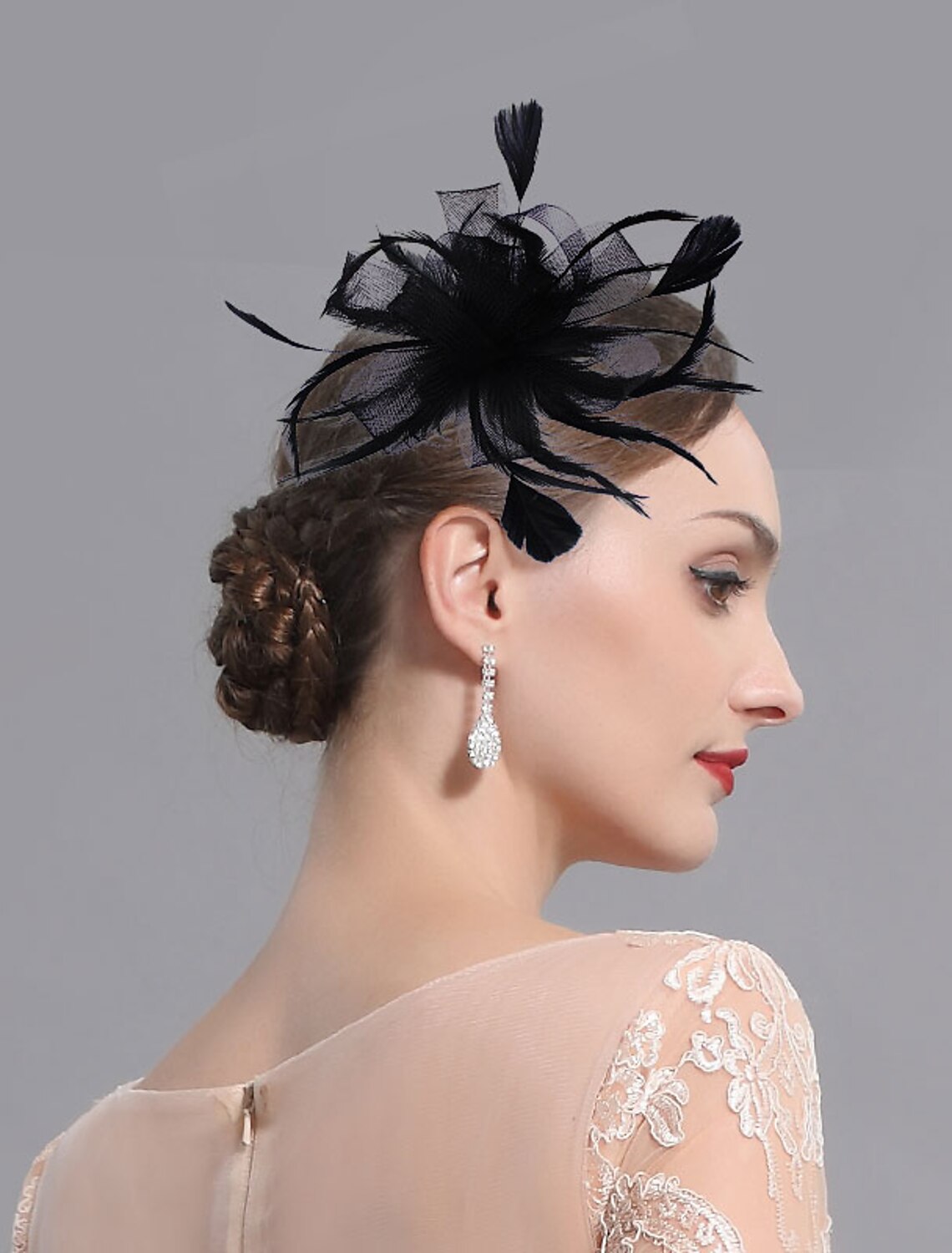 DingJiDress Feather / Net Fascinators / Headwear with Floral 1PC Wedding / Ladies Day / Melbourne Cup Headpiece