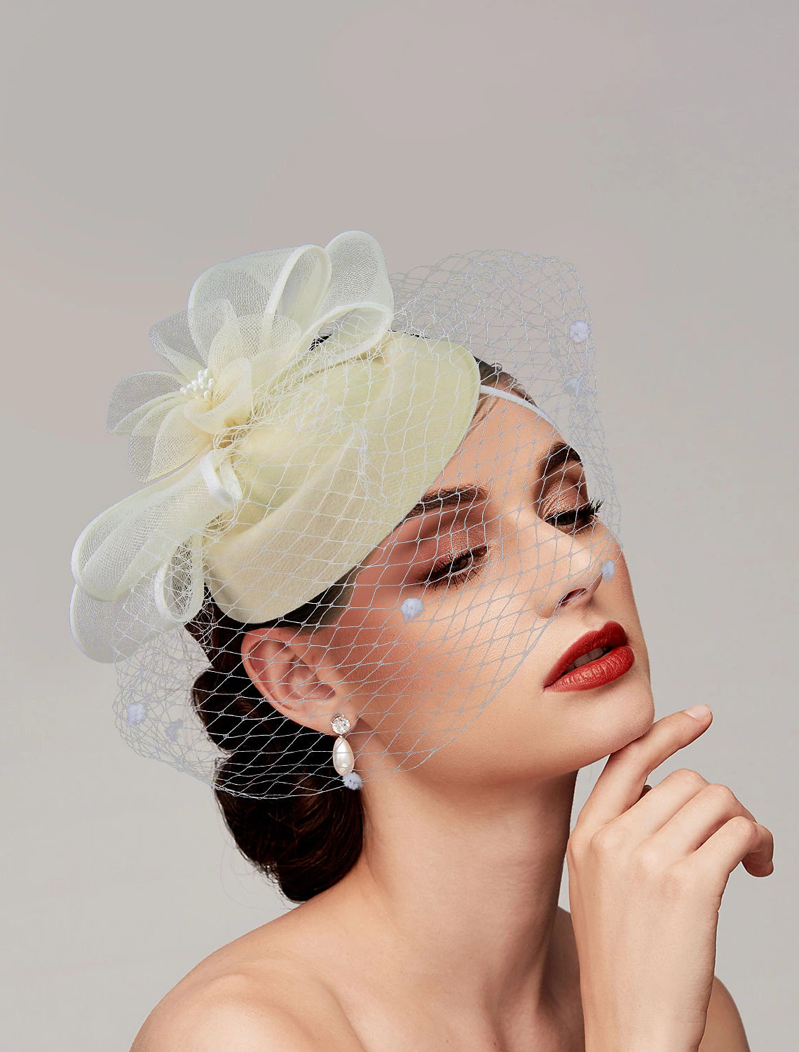 DingJiDress Feathers / Net Fascinators / Hats / Headpiece with Feather / Cap / Flower 1 PC Wedding / Horse Race / Ladies Day Headpiece
