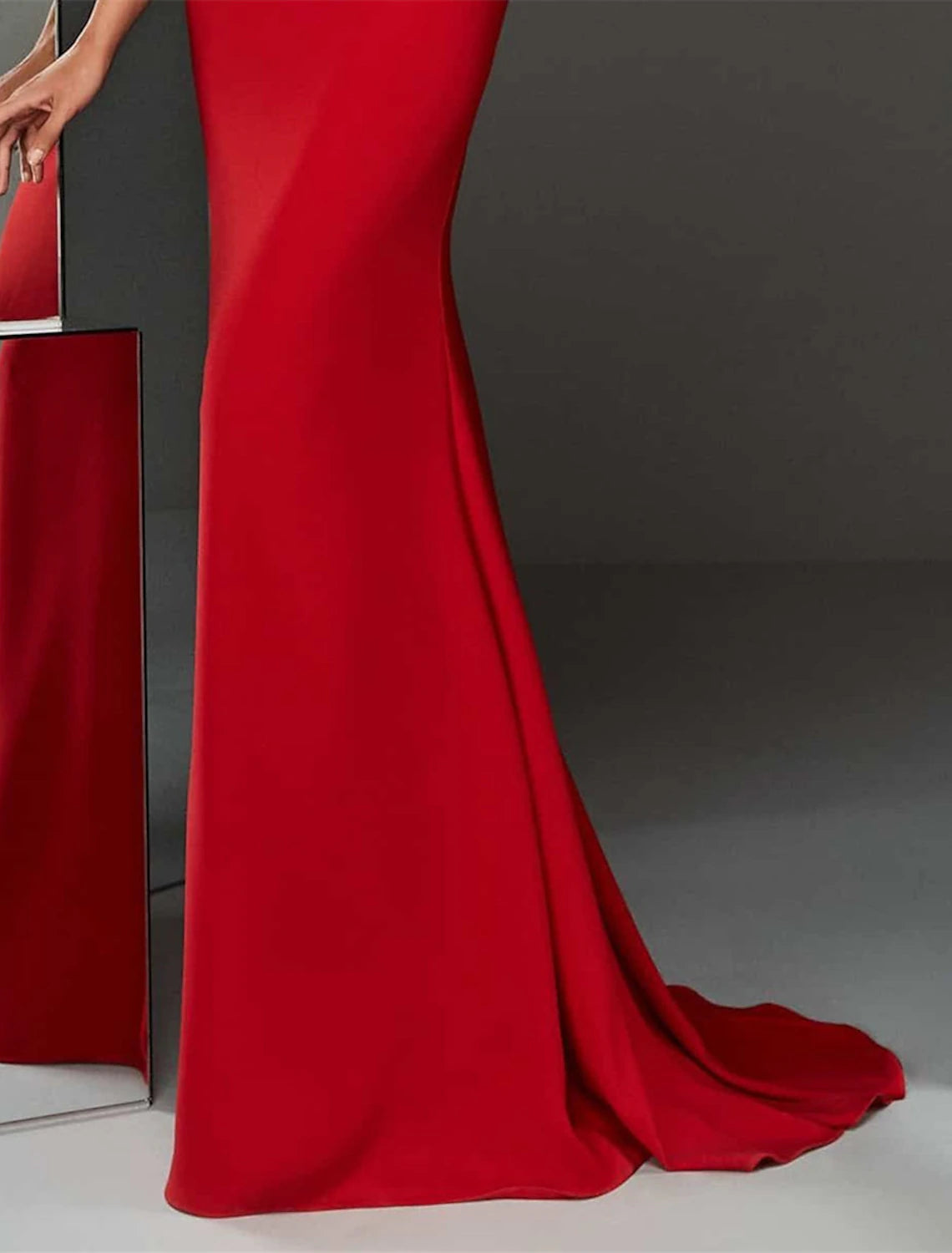 Mermaid / Trumpet Evening Gown Maxi Dress Formal Wedding Guest Sweep / Brush Train Sleeveless Jewel Neck Stretch Chiffon with Crystals