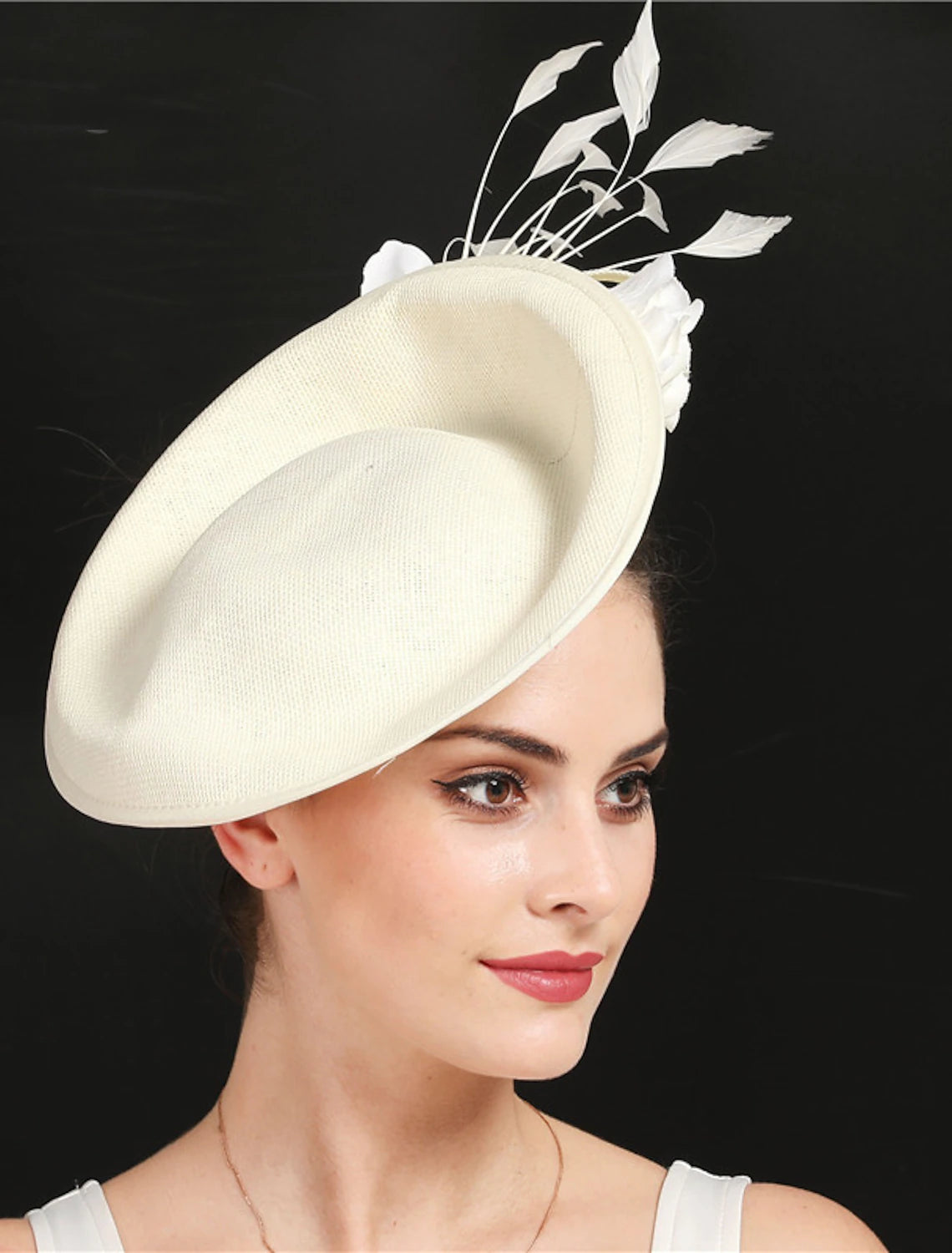 DingJiDress Fascinators Sinamay Wedding Kentucky Derby Cocktail Royal Astcot Fashion Bridal With Feather Floral Headpiece Headwear