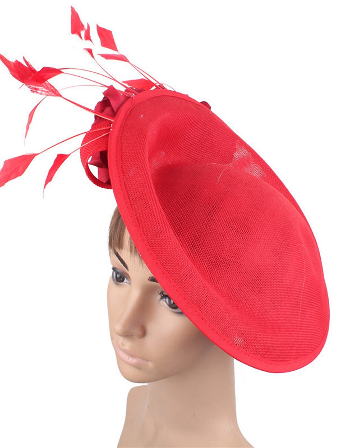 DingJiDress Fascinators Sinamay Wedding Kentucky Derby Cocktail Royal Astcot Fashion Bridal With Feather Floral Headpiece Headwear