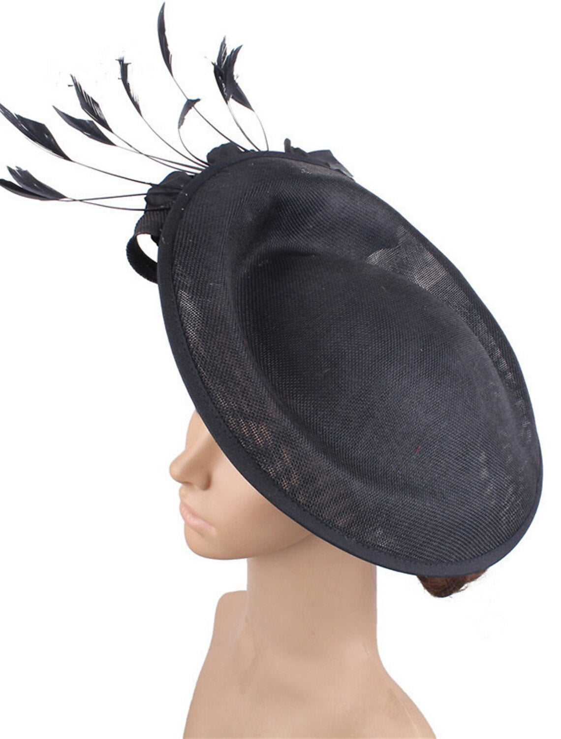 DingJiDress Fascinators Sinamay Wedding Kentucky Derby Cocktail Royal Astcot Fashion Bridal With Feather Floral Headpiece Headwear