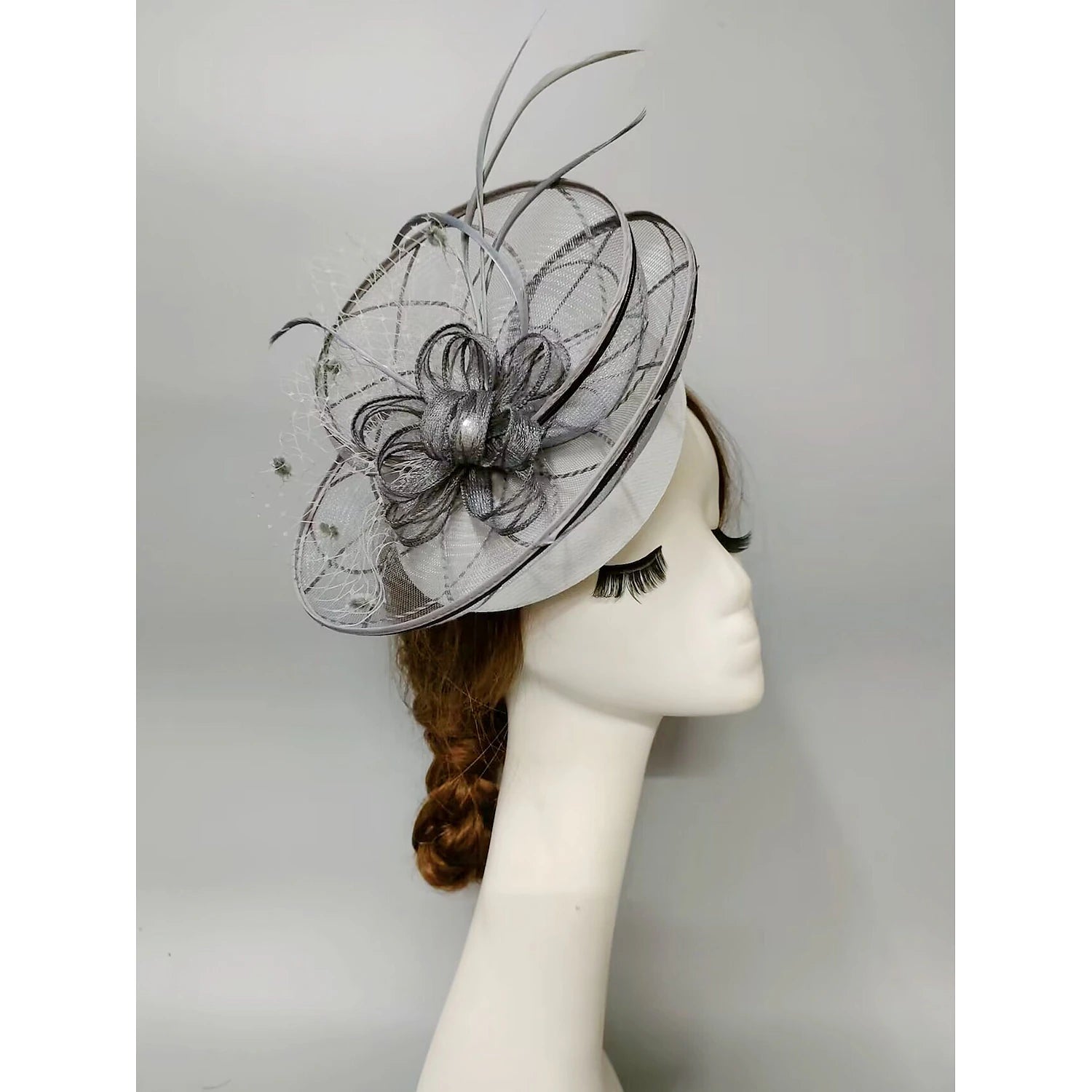 DingJiDress Fascinators Kentucky Derby Hat Headwear Headpiece Pearl Feathers Veil Hat Wedding Ladies Day Cocktail Royal Astcot With Feather Pearl Headpiece Headwear