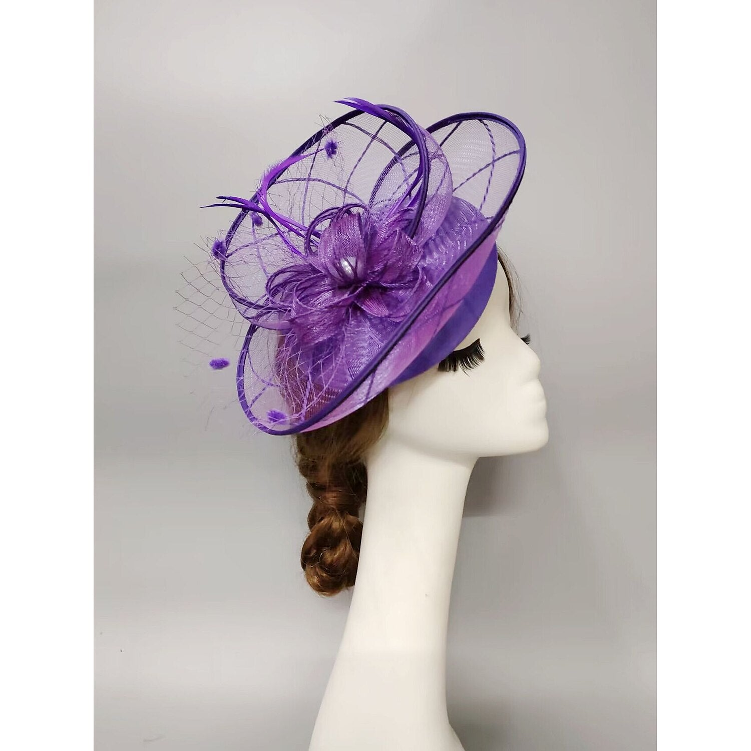 DingJiDress Fascinators Kentucky Derby Hat Headwear Headpiece Pearl Feathers Veil Hat Wedding Ladies Day Cocktail Royal Astcot With Feather Pearl Headpiece Headwear