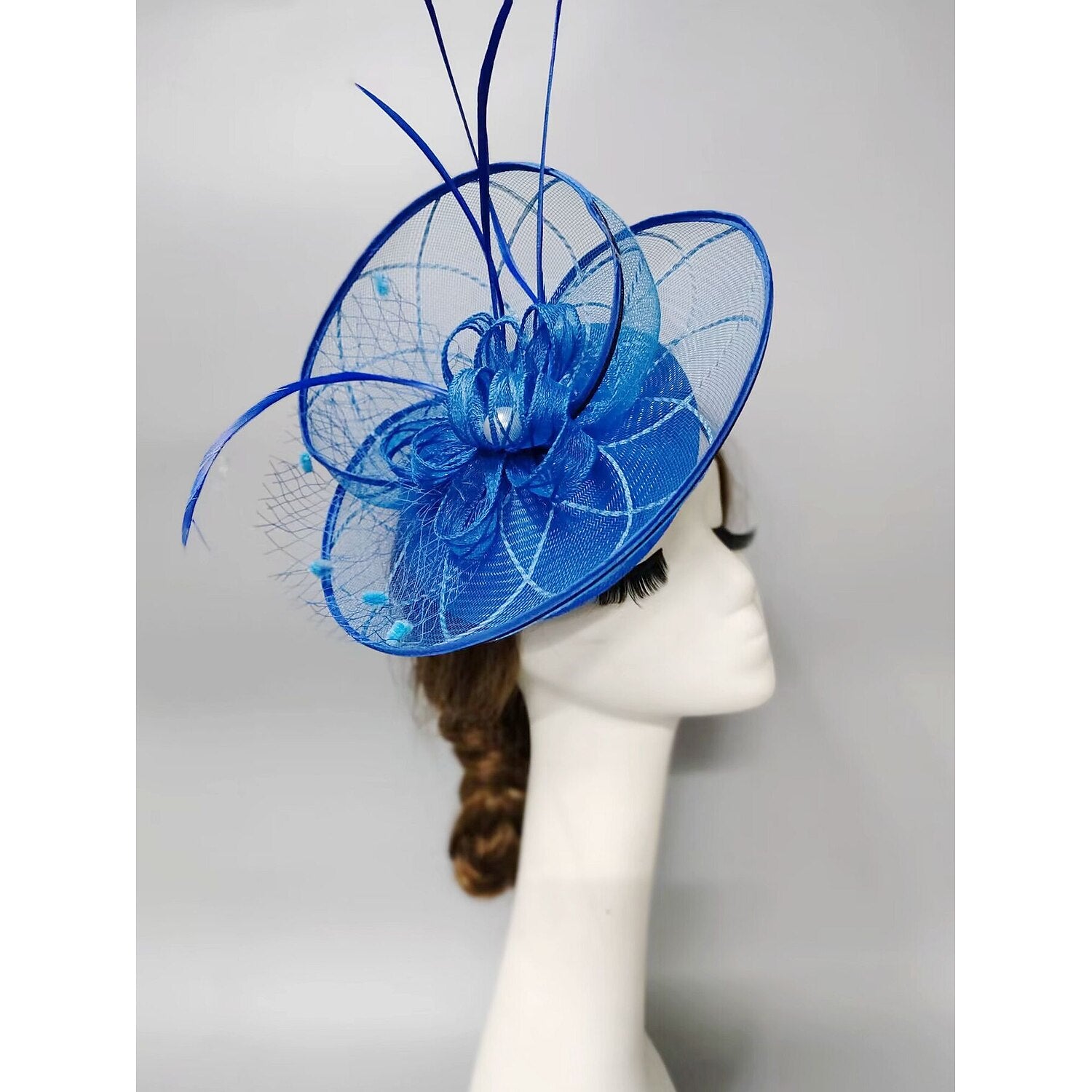 DingJiDress Fascinators Kentucky Derby Hat Headwear Headpiece Pearl Feathers Veil Hat Wedding Ladies Day Cocktail Royal Astcot With Feather Pearl Headpiece Headwear