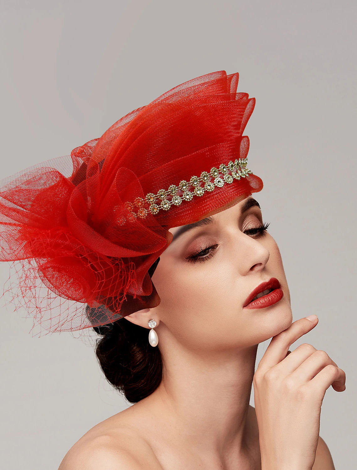 DingJiDress Fascinators Kentucky Derby Hat Headwear Feathers Net Bucket Hat Wedding Special Occasion Ladies Day Melbourne Cup Cocktail With Bows Cap Headpiece Headwear