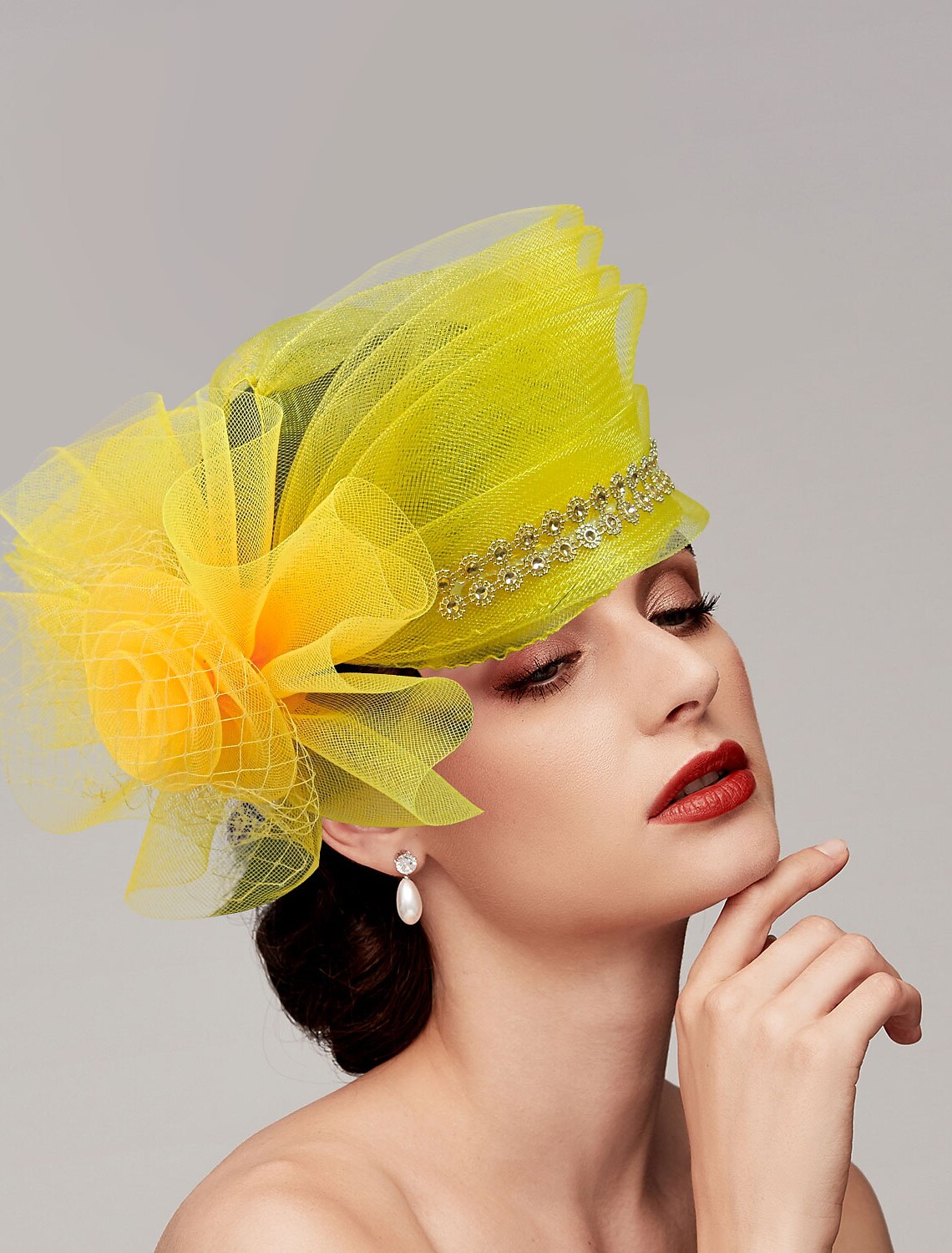 DingJiDress Fascinators Kentucky Derby Hat Headwear Feathers Net Bucket Hat Wedding Special Occasion Ladies Day Melbourne Cup Cocktail With Bows Cap Headpiece Headwear