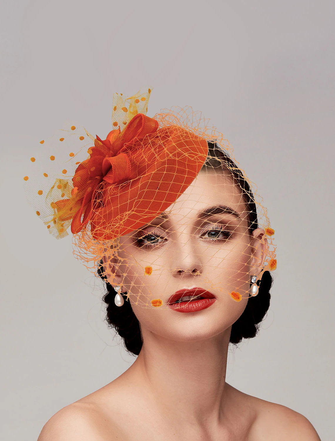 DingJiDress Fascinators Kentucky Derby Hat Headwear Headpiece Net Veil Hat Wedding Ladies Day Cocktail Royal Astcot With Cap Floral Headpiece Headwear