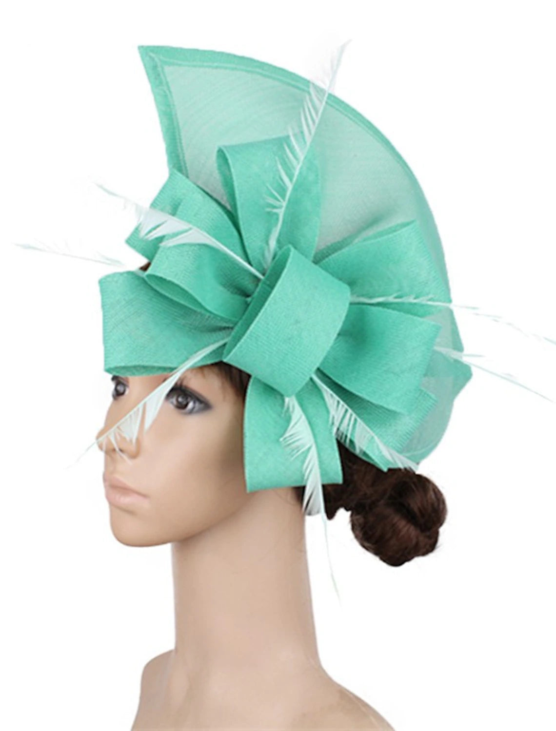 DingJiDress Fascinators Sinamay Wedding Kentucky Derby Cocktail Retro Bridal With Feather Floral Headpiece Headwear