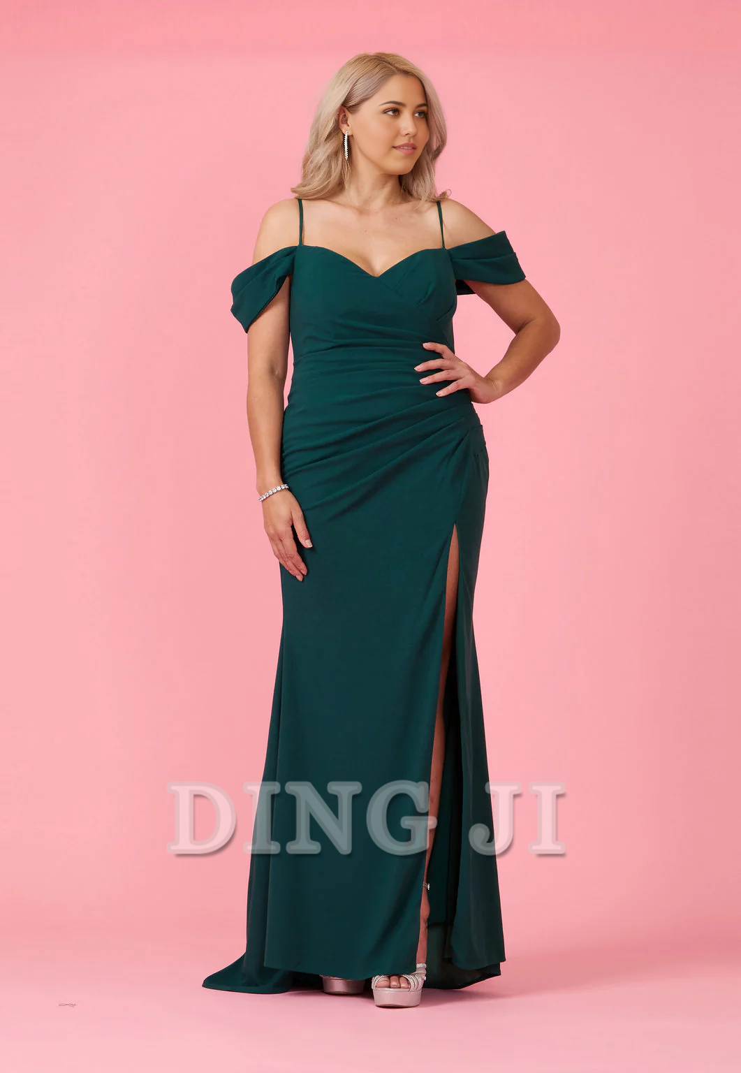 DingJiDress Bridesmaid Dresses Elegant Long Sweetheart Off The Shoulder Pleated Wrap High Slit Wedding Guests Dresses