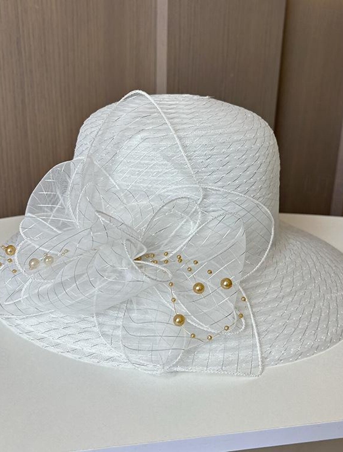 DingJiDress Fascinators Hats Headwear Polyester Tulle Bucket Hat Floppy Hat Sun Hat Holiday Beach Elegant Retro With Feather Faux Pearl Headpiece Headwear