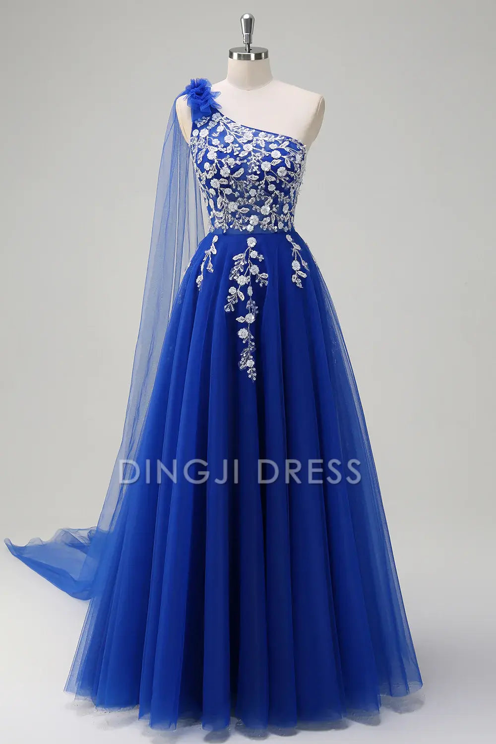 DingJiDress High Quality Dress Evening Dress Gorgeous A-Line One Shoulder Corset Romantic Floral Long Prom Dress
