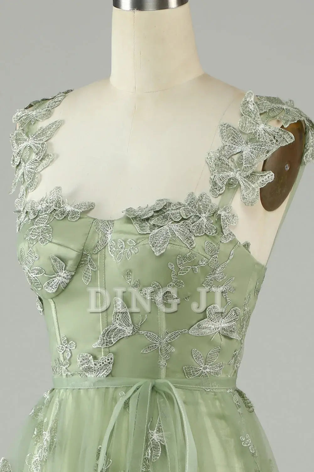 DingJiDress Prom Dress A Line Square Neck Corset Long 3D Butterflies Fantastic Formal Women's Dresses Wedding Guests Dresses