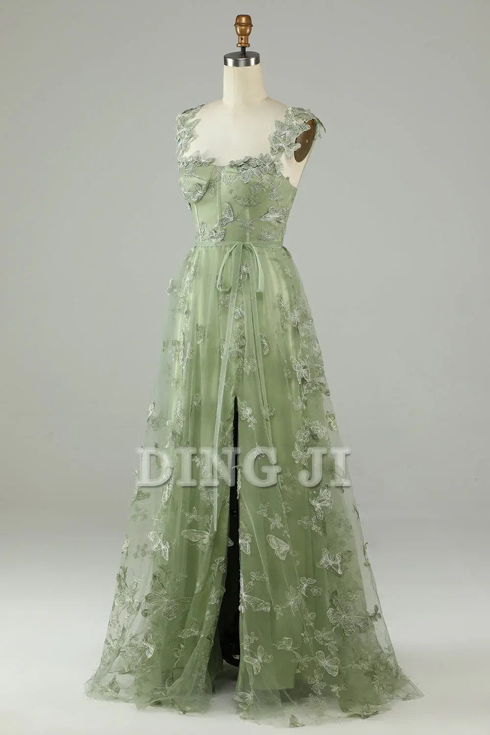 DingJiDress Prom Dress A Line Square Neck Corset Long 3D Butterflies Fantastic Formal Women's Dresses Wedding Guests Dresses