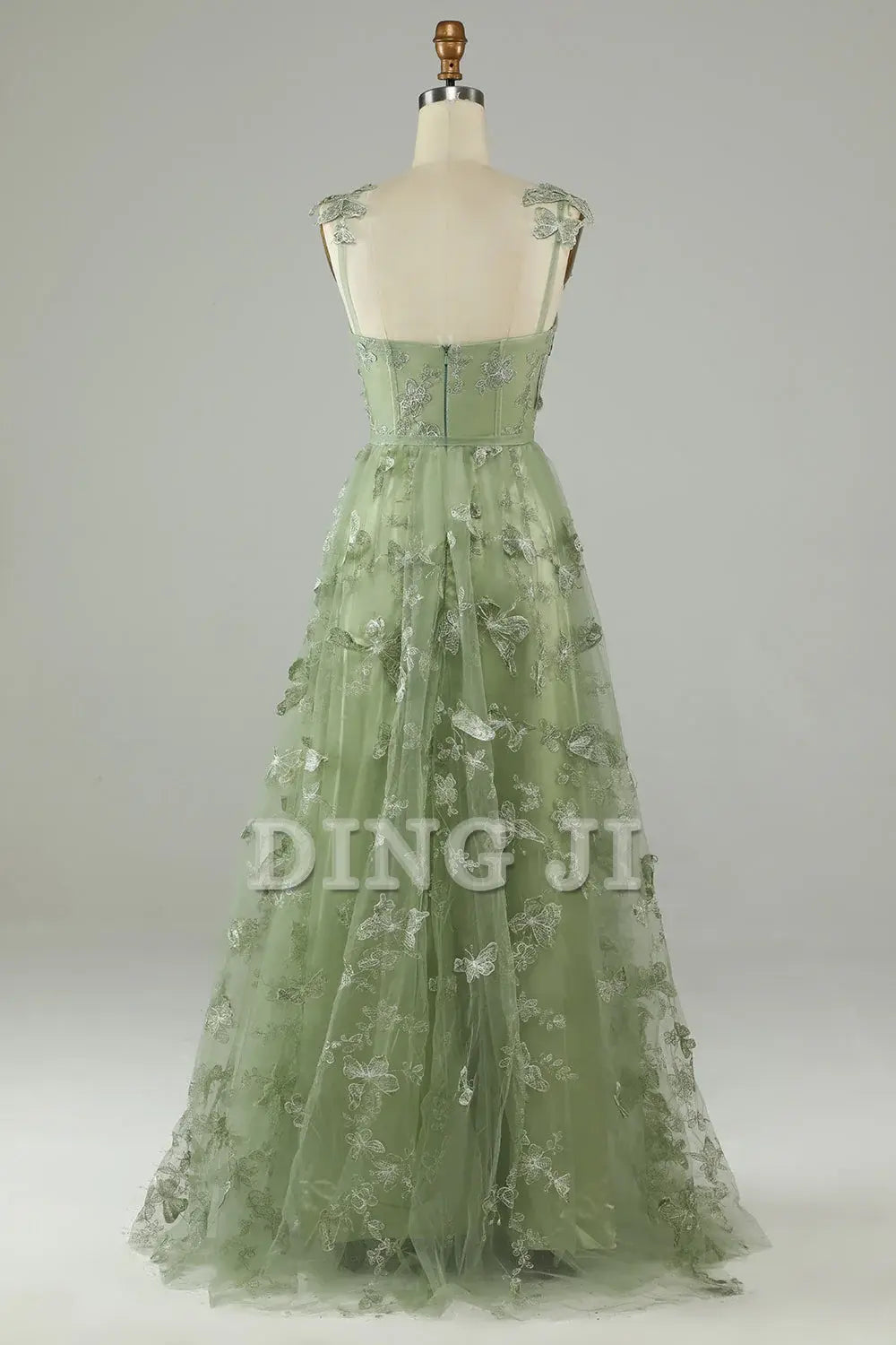 DingJiDress Prom Dress A Line Square Neck Corset Long 3D Butterflies Fantastic Formal Women's Dresses Wedding Guests Dresses