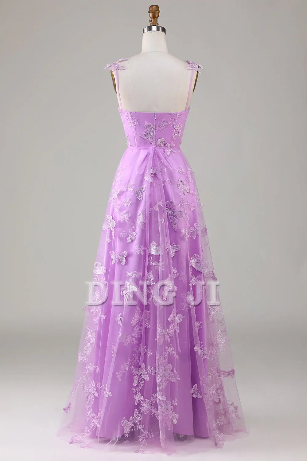 DingJiDress Prom Dress A Line Square Neck Corset Long 3D Butterflies Fantastic Formal Women's Dresses Wedding Guests Dresses