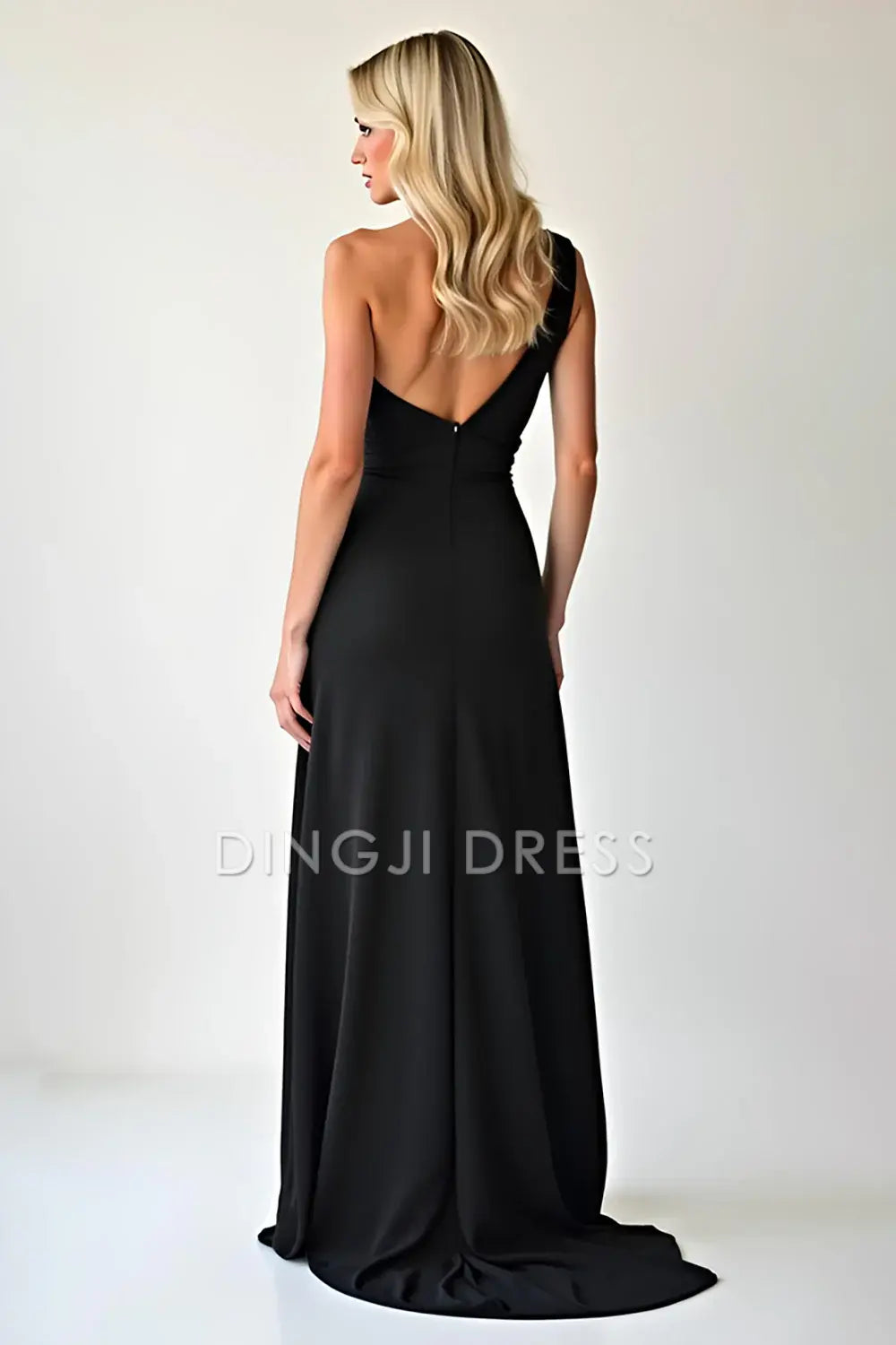 DingJiDress High Quality Dress Elegant One Shoulder Sheath Backless Simple Long With Slit Prom Dress