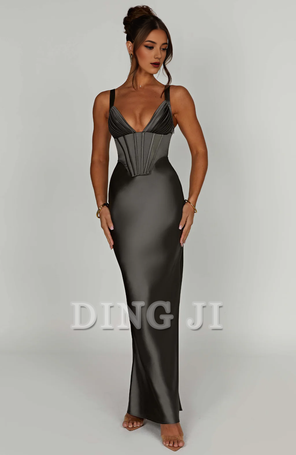 DingJiDress Bridesmaid Dresses Elegant Mermaid Pleated Cups Adjustable Shoulder Straps Dresses Wedding Guests Dresses