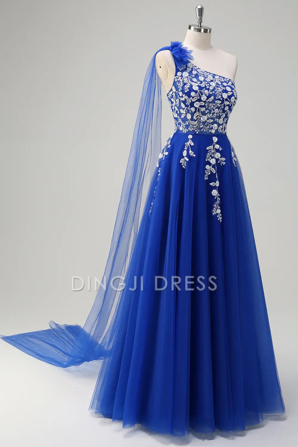 DingJiDress High Quality Dress Evening Dress Gorgeous A-Line One Shoulder Corset Romantic Floral Long Prom Dress