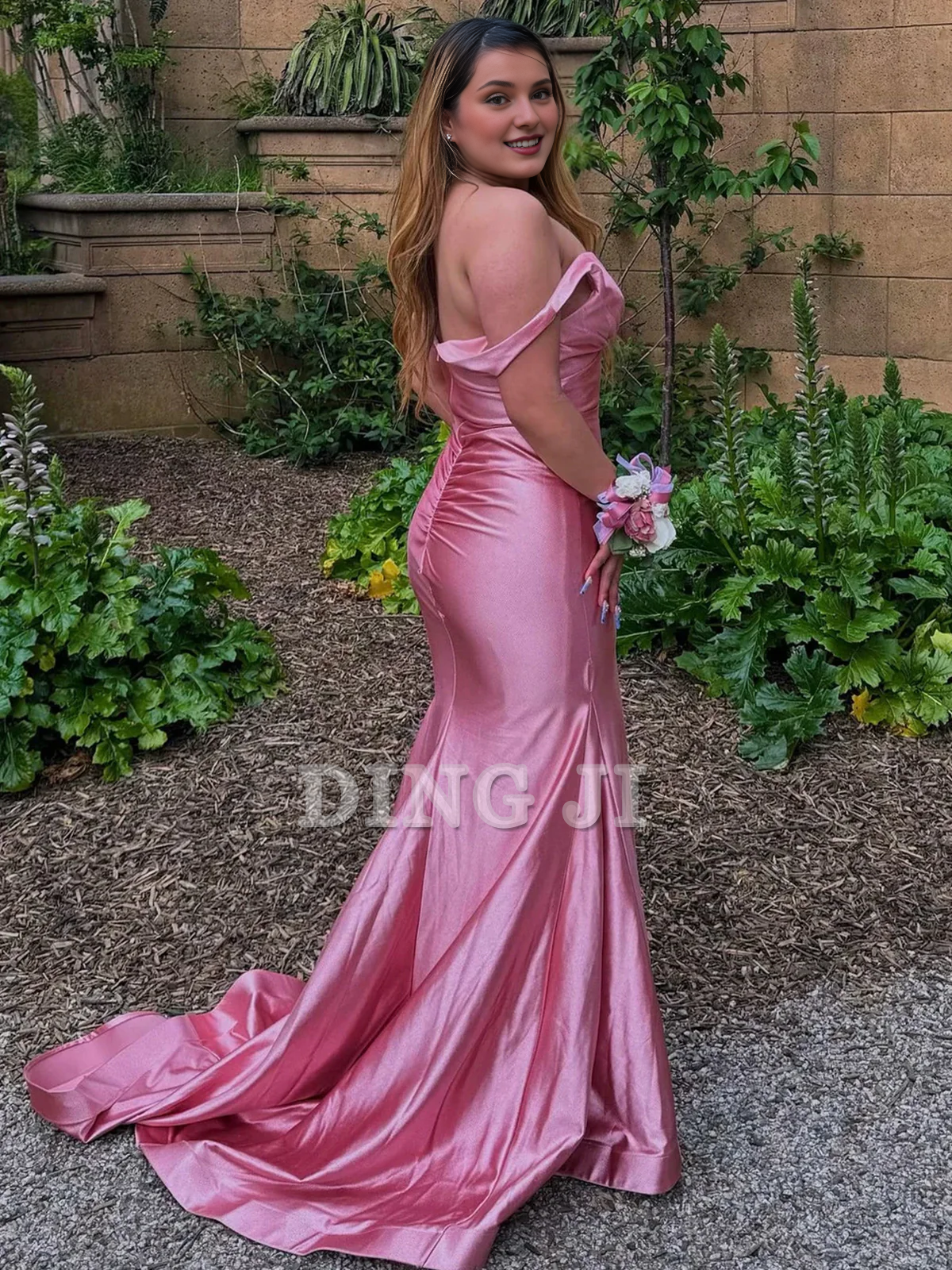 DingJiDress Evening Dress Deep V Neck Satin Mermaid Cultivate oneself Sleeveless Long Prom Dress Charming Formal Women's Dresses Wedding Guest Dresses