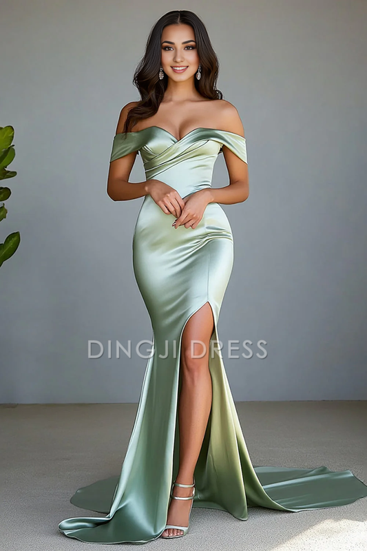 DingJiDress High Quality Dress Elegant Mermaid Off The Shoulder With Slit Long Prom Dress