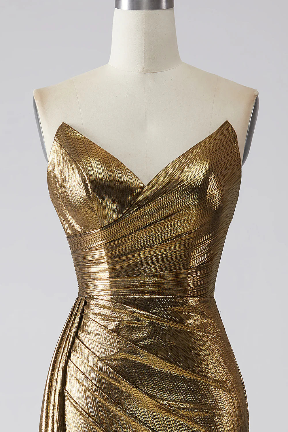 DingJiDress Sparkly Mermaid Golden Long Prom Dress with Slit