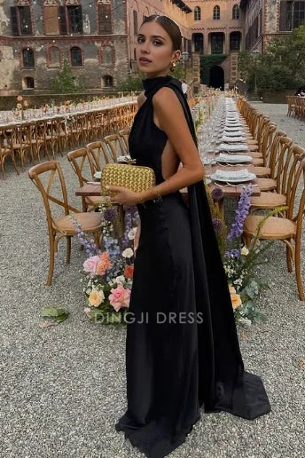 DingJiDress Formal Dress Sexy Sheath High Neck Sleeveless Backless Party Fashion Prom Dress