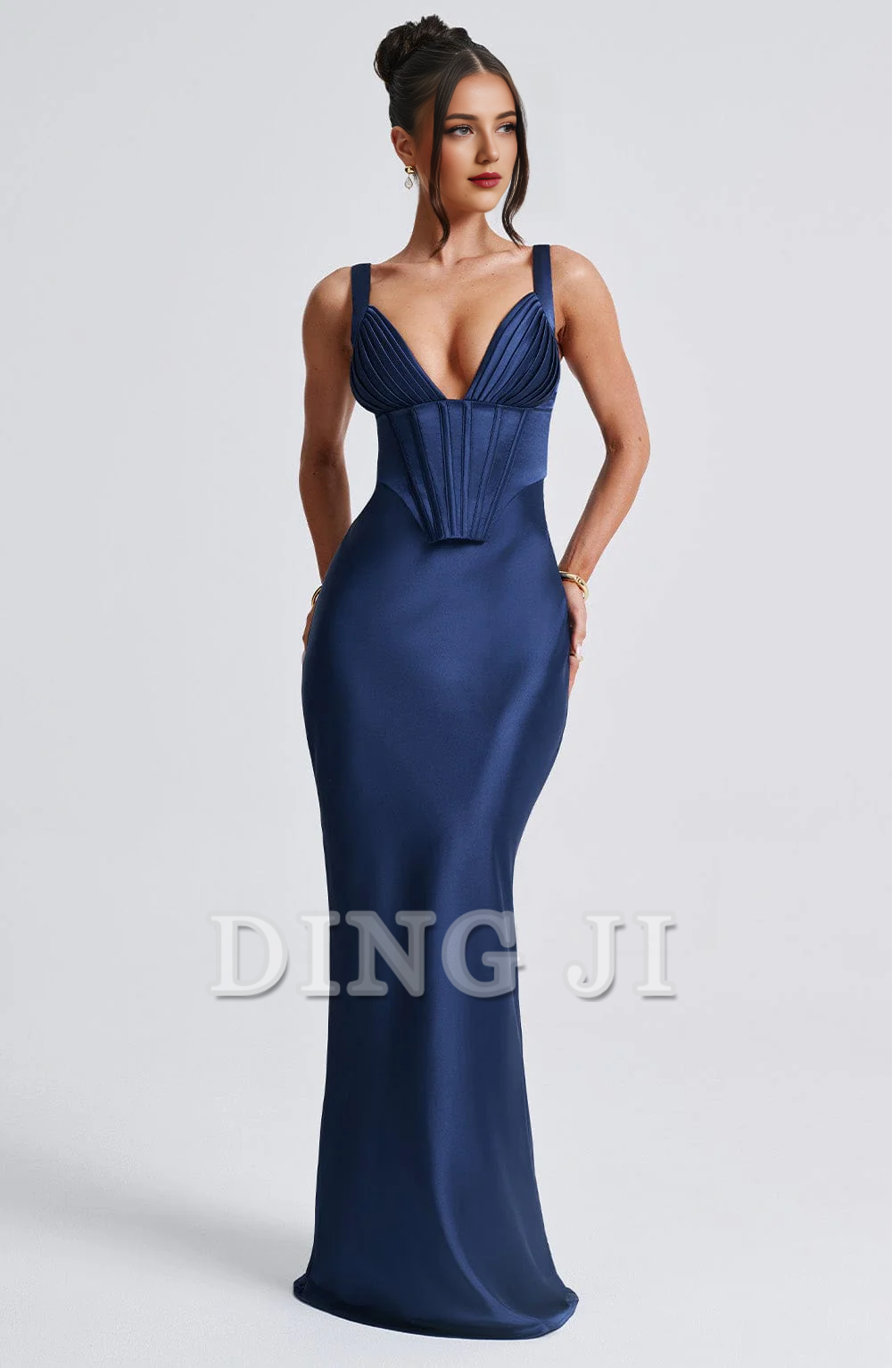 DingJiDress Bridesmaid Dresses Elegant Mermaid Pleated Cups Adjustable Shoulder Straps Dresses Wedding Guests Dresses