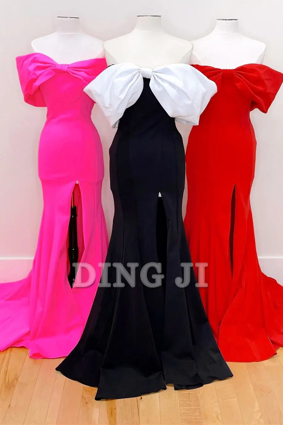 DingJiDress Evening Dress Off-the-Shoulder Bow Mermaid Cultivate oneself Gown with Slit Elegant Exquisite Formal Women's Dresses Wedding Guest Dresses