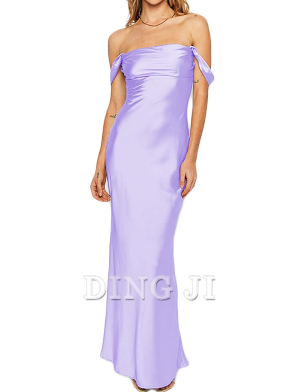 DingJiDress Bridesmaid Dresses Elegant Off The Shoulder Ruched Backless Maxi Dress Strapless Tube Sleeveless Fitted Formal Wear Dresses