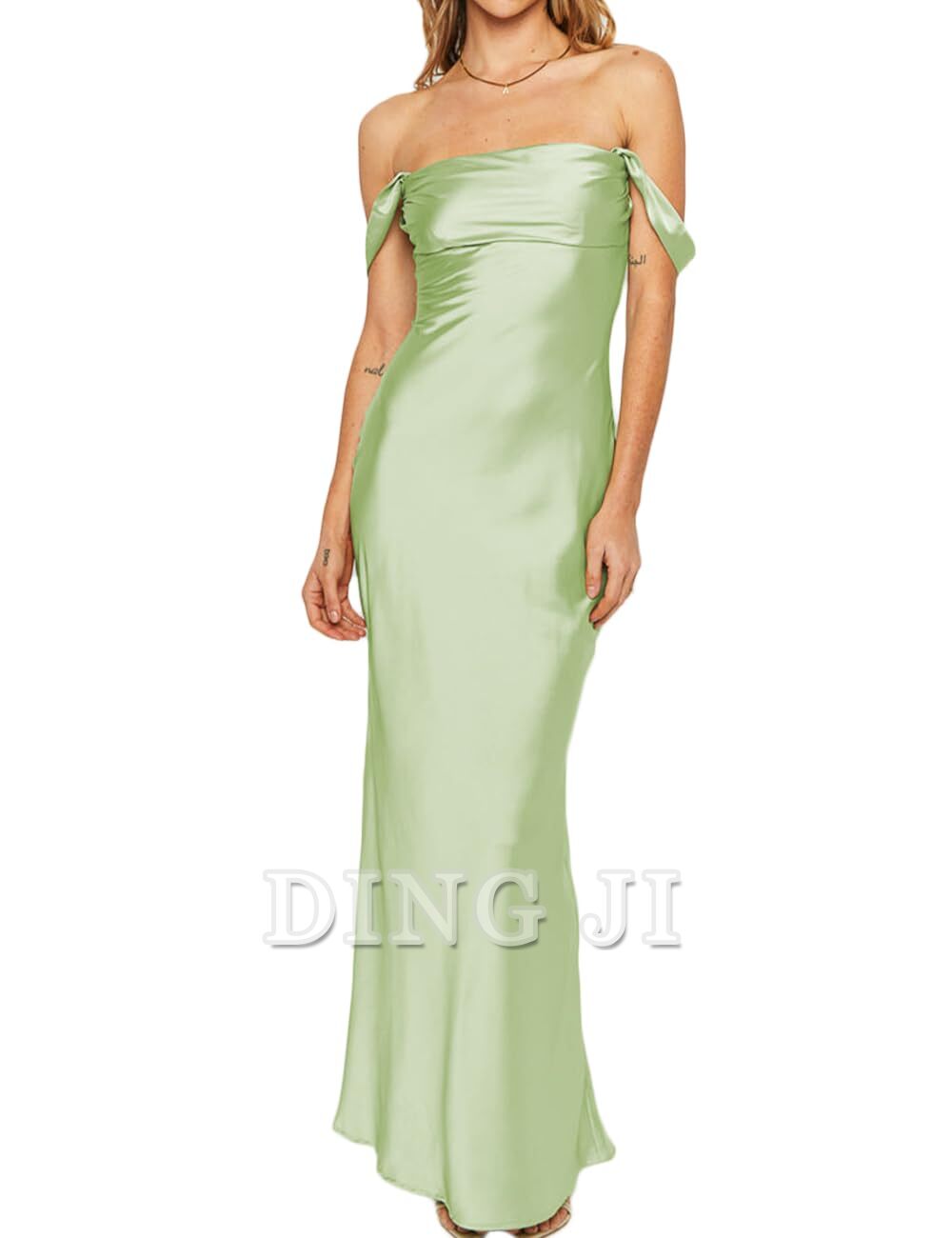 DingJiDress Bridesmaid Dresses Elegant Off The Shoulder Ruched Backless Maxi Dress Strapless Tube Sleeveless Fitted Formal Wear Dresses