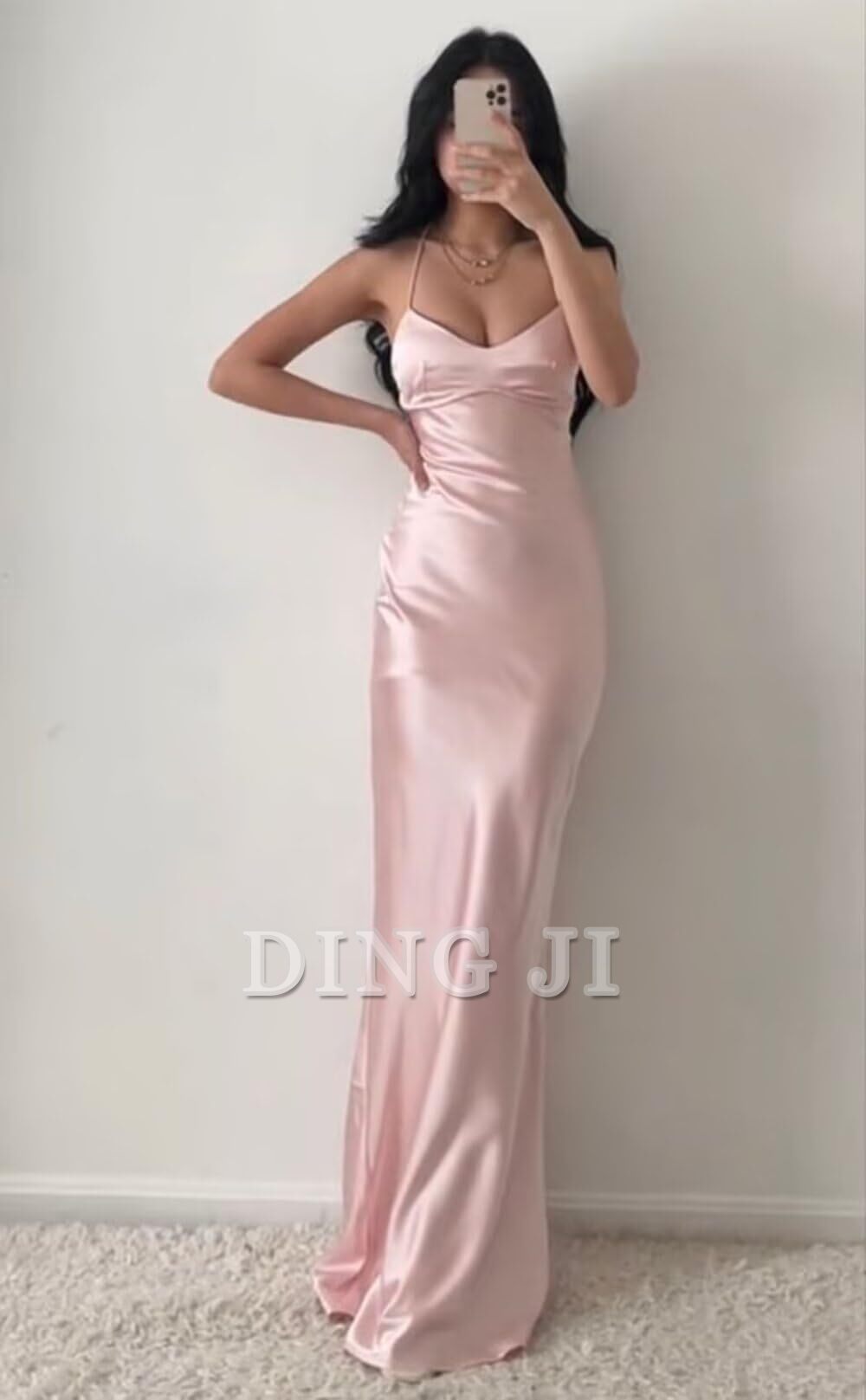DingJiDress Bridesmaid Dresses Exquisite Spaghetti Strap Backless Long Charming Formal Wear Dresses