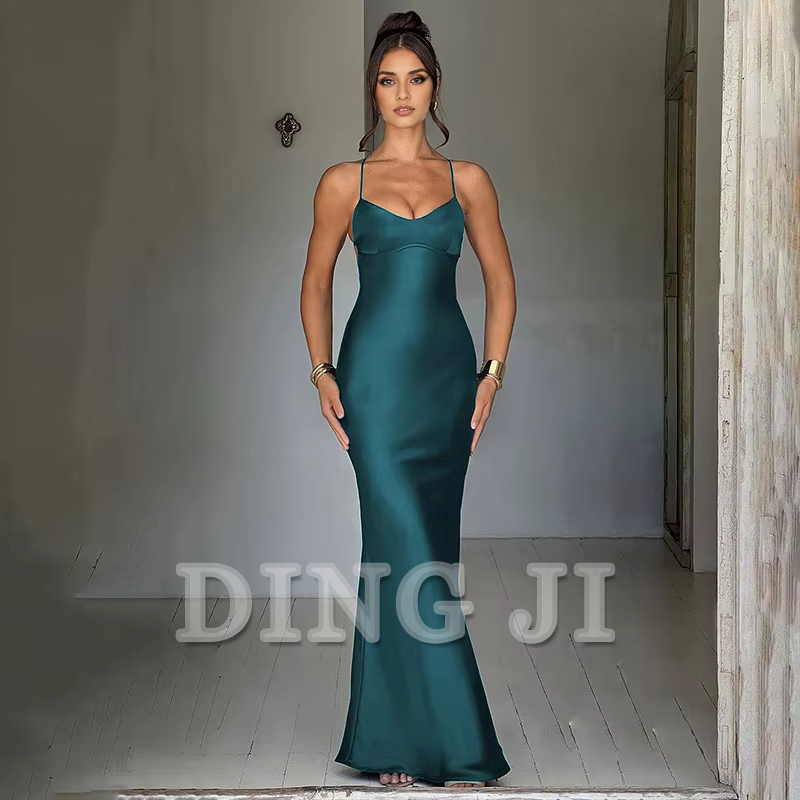 DingJiDress Charming Evening Dress Spaghetti Straps Backless Sexy Dress Beauty Elegant Party Tight Long Dress Sexy Formal Wear Dresses