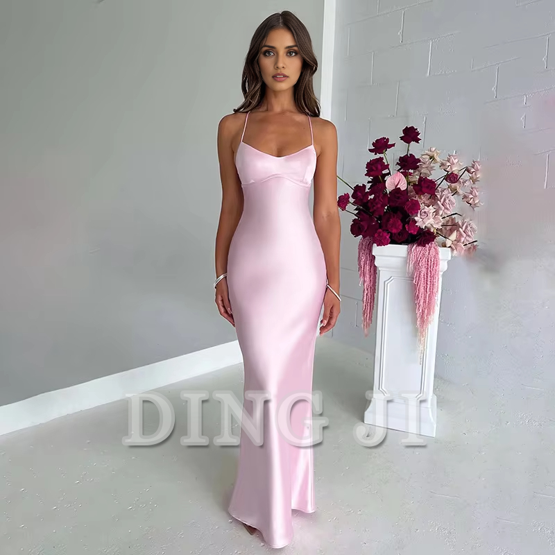 DingJiDress Charming Evening Dress Spaghetti Straps Backless Sexy Dress Beauty Elegant Party Tight Long Dress Sexy Formal Wear Dresses