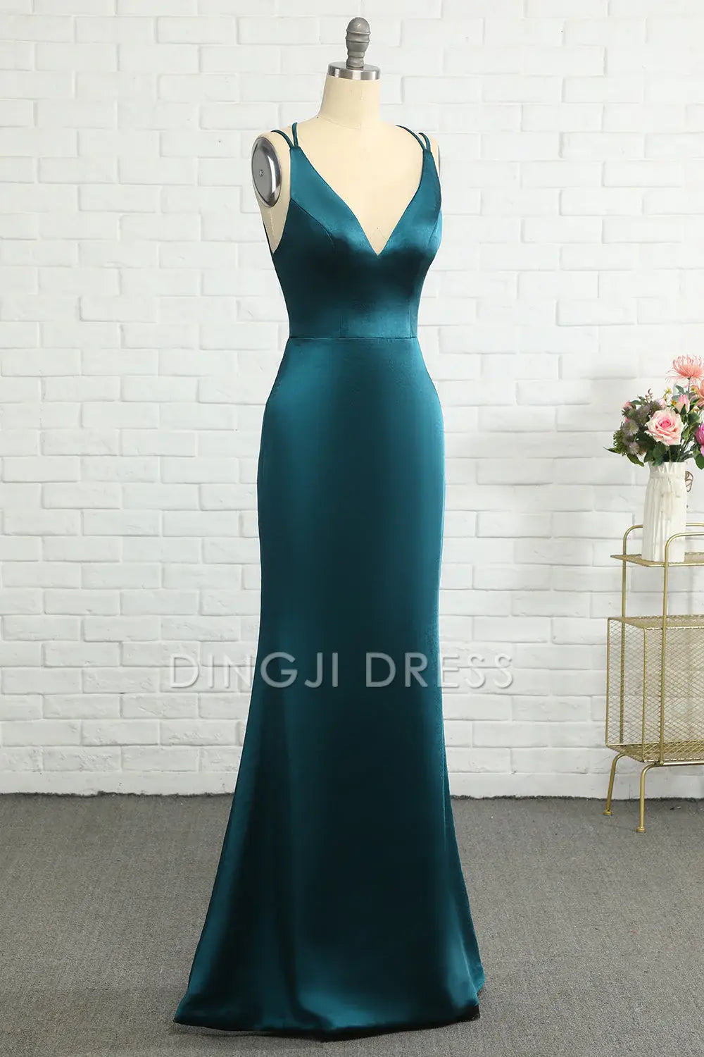 DingJiDress High Quality Dress Elegant Mermaid Deep V Neck Backless Simple Long Prom Dress
