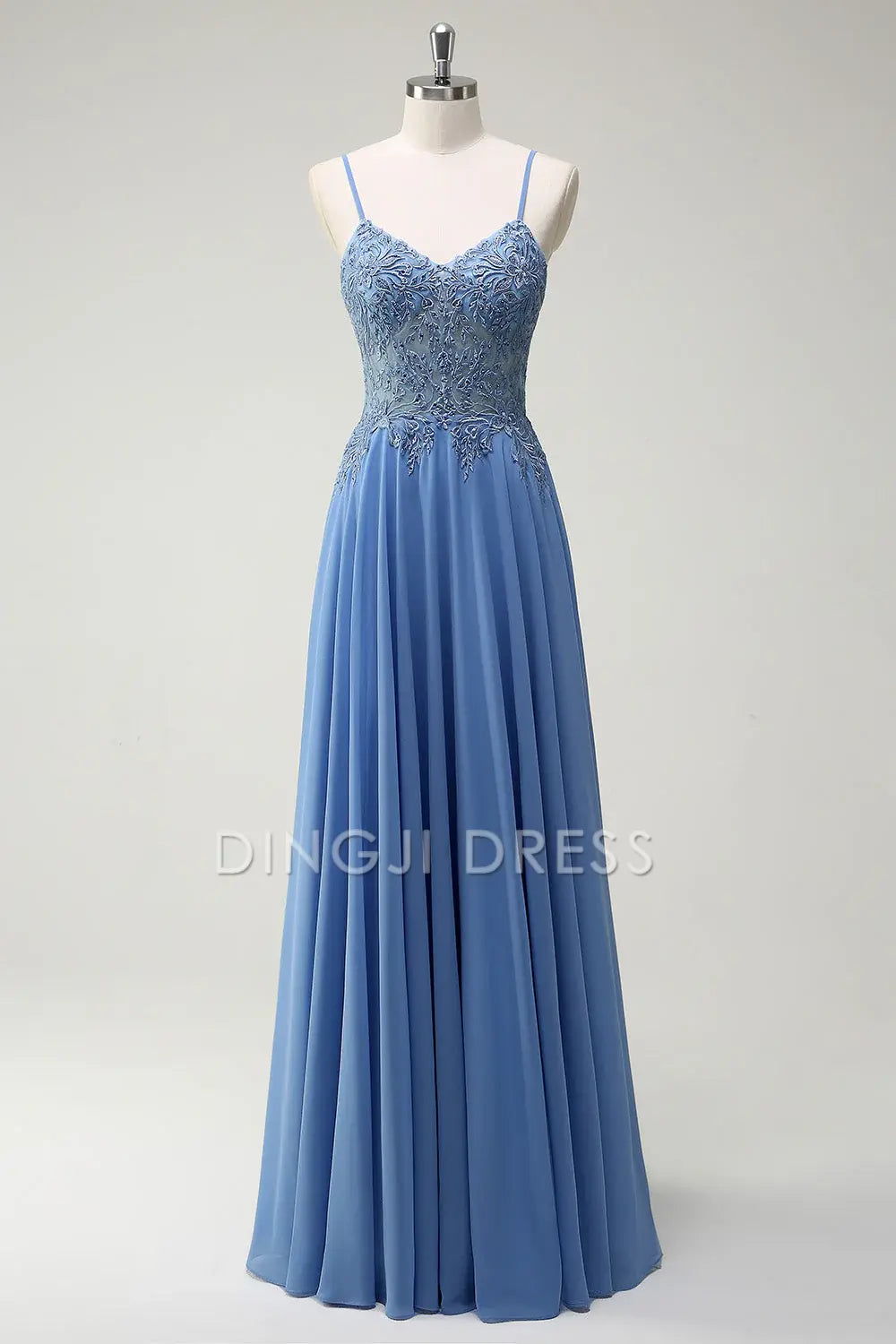 DingJiDress High Quality Dress Evening Dress A Line Spaghetti Straps Pleated Appliques Fashion Long Prom Dress