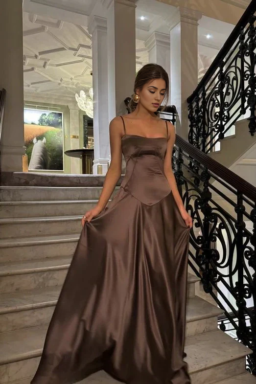 DingJiDress Chic A Line Spaghetti Straps Sweep Train Charming Prom Dress