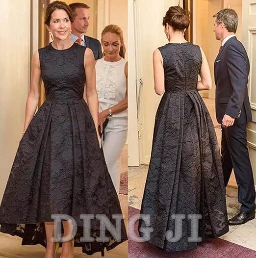 DingJiDress Mother of the Bride Dresses Elegant Lace High Low Evening Occasion Dresses A Line Sleeveless Jewel Neck Party Cocktail Gowns Wedding Guests Dresses