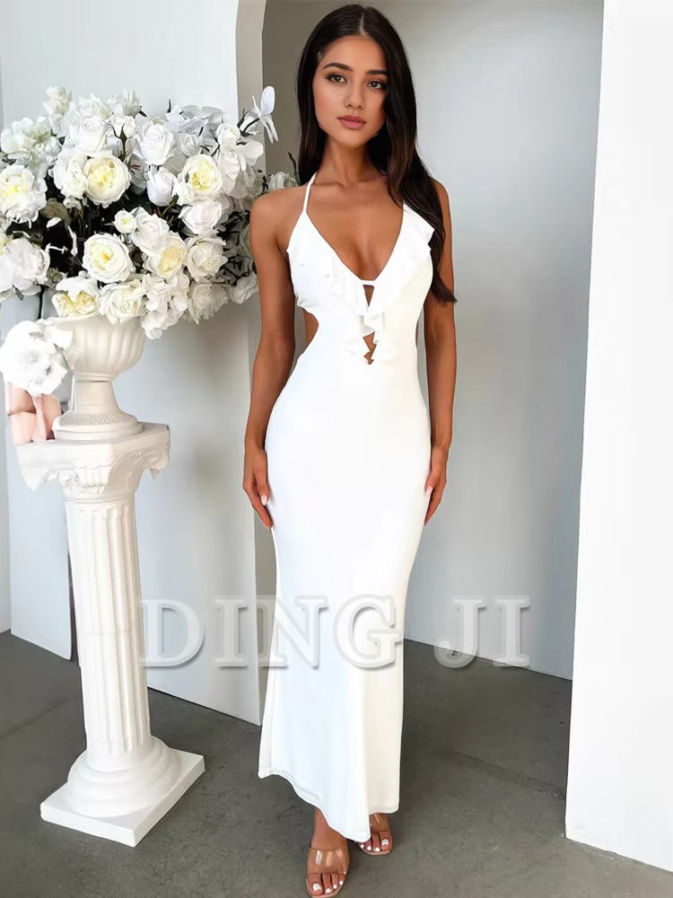 DingJiDress Evening Dress High Split Slim Sleeveless Sexy Dress Elegant Party Long Dresses Backless Bodycon Charming Formal Wear Dresses