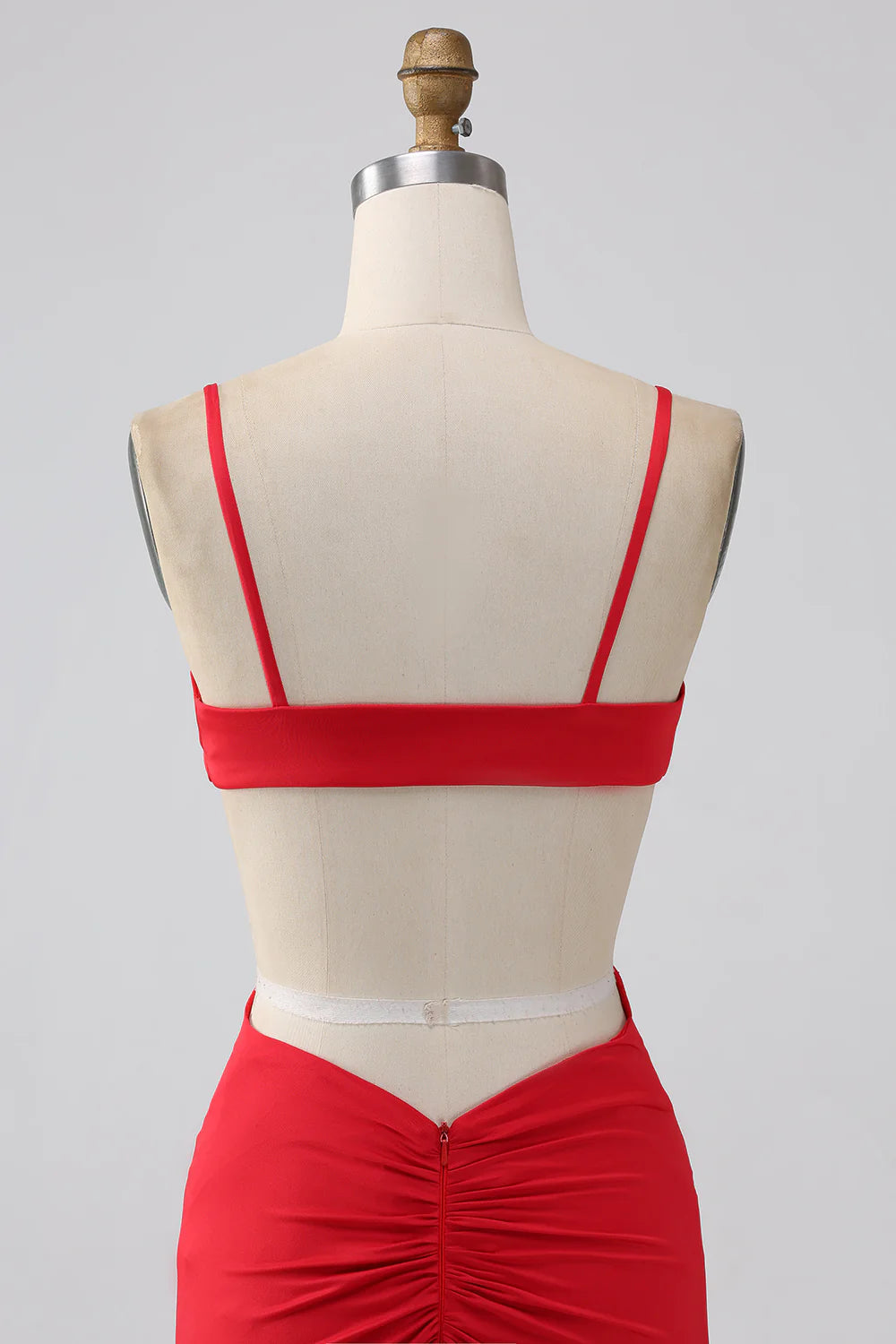 DingJiDress Spaghetti Straps Mermaid Backless Red Long Prom Dress