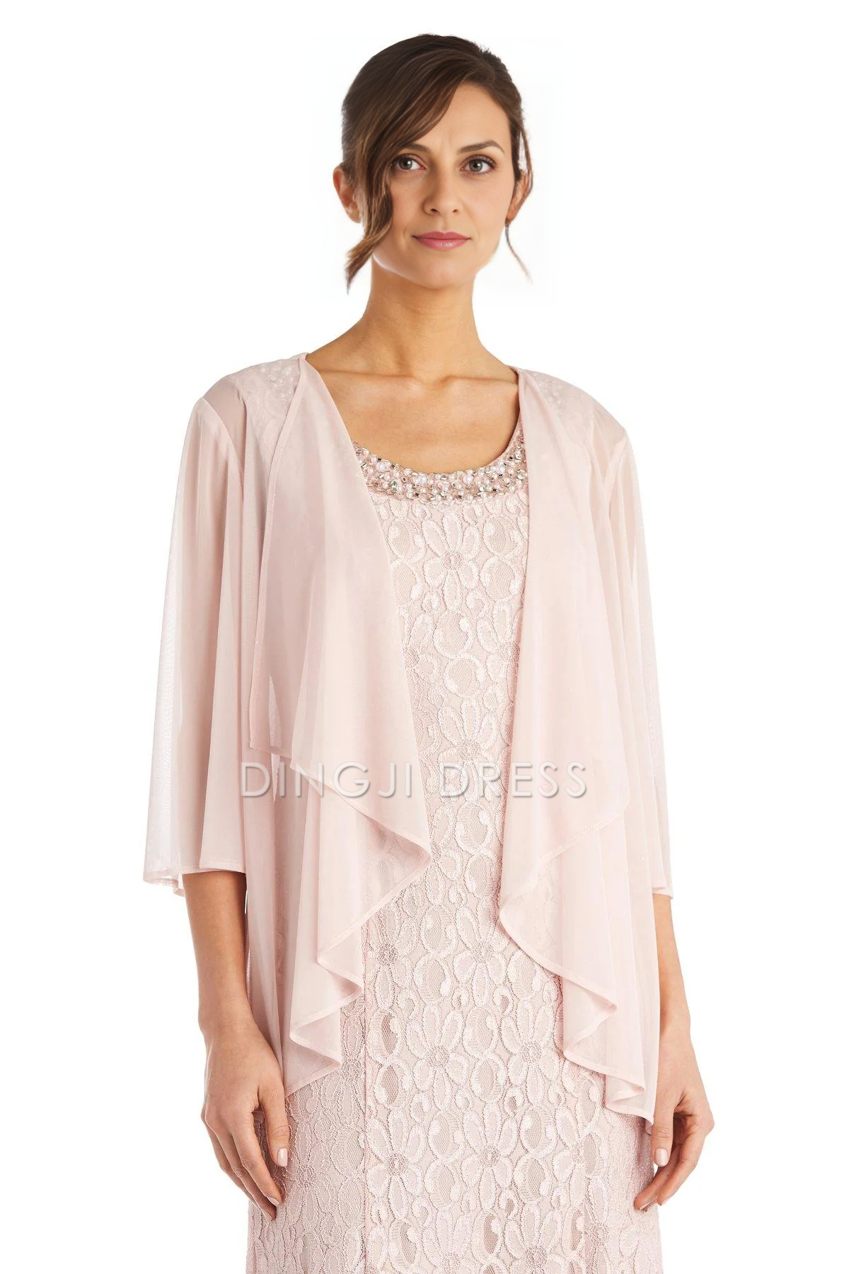 DingJiDress Evening Dress Elegant Mermaid two Piece Lace Long Mother Of The Bride Dress