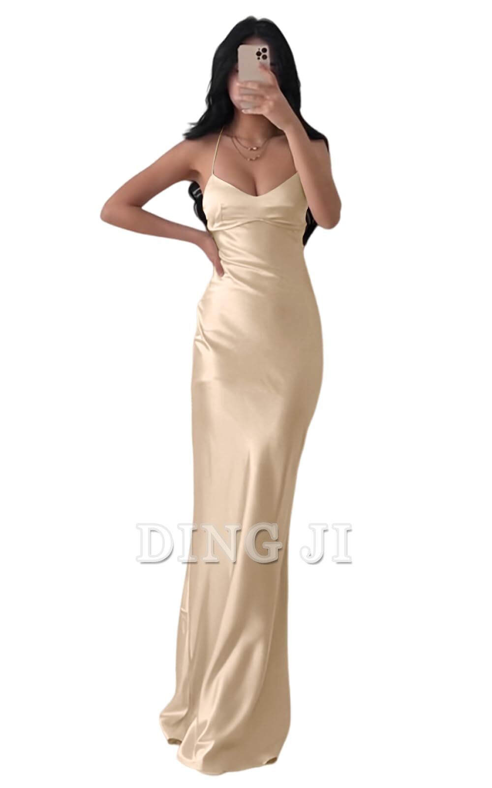 DingJiDress Bridesmaid Dresses Exquisite Spaghetti Strap Backless Long Charming Formal Wear Dresses