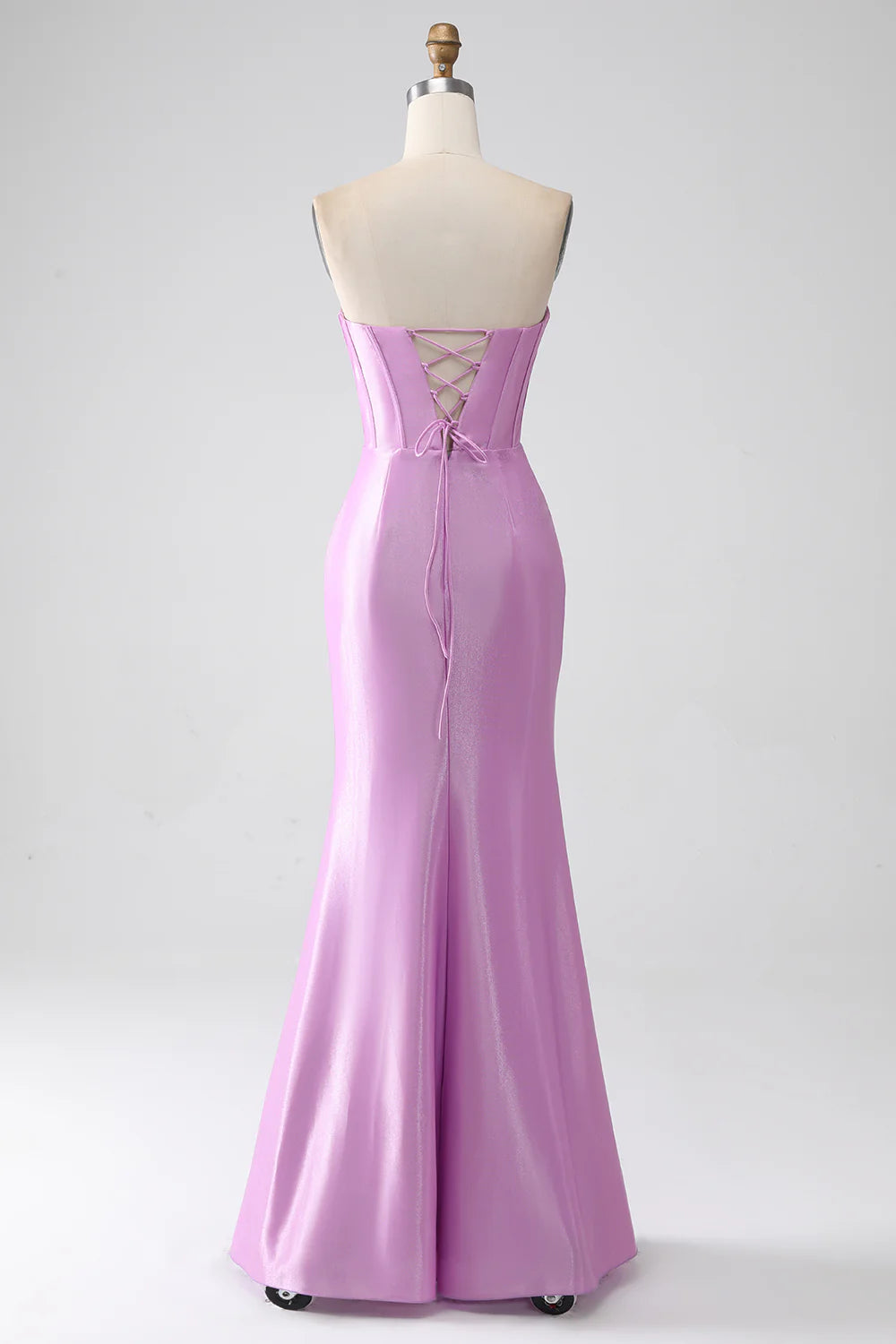 DingJiDress Strapless Purple Mermaid Corset Prom Dress with Pleated