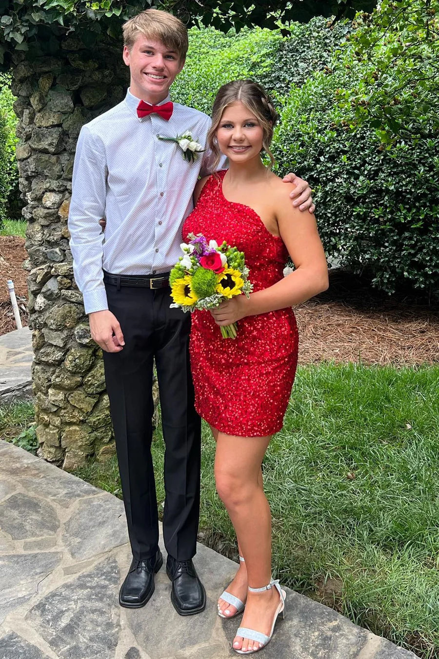 DingJiDress Mini Homecoming Dress Royal Blue Sequins One-Shoulder Lace-Up Graduation Dresses