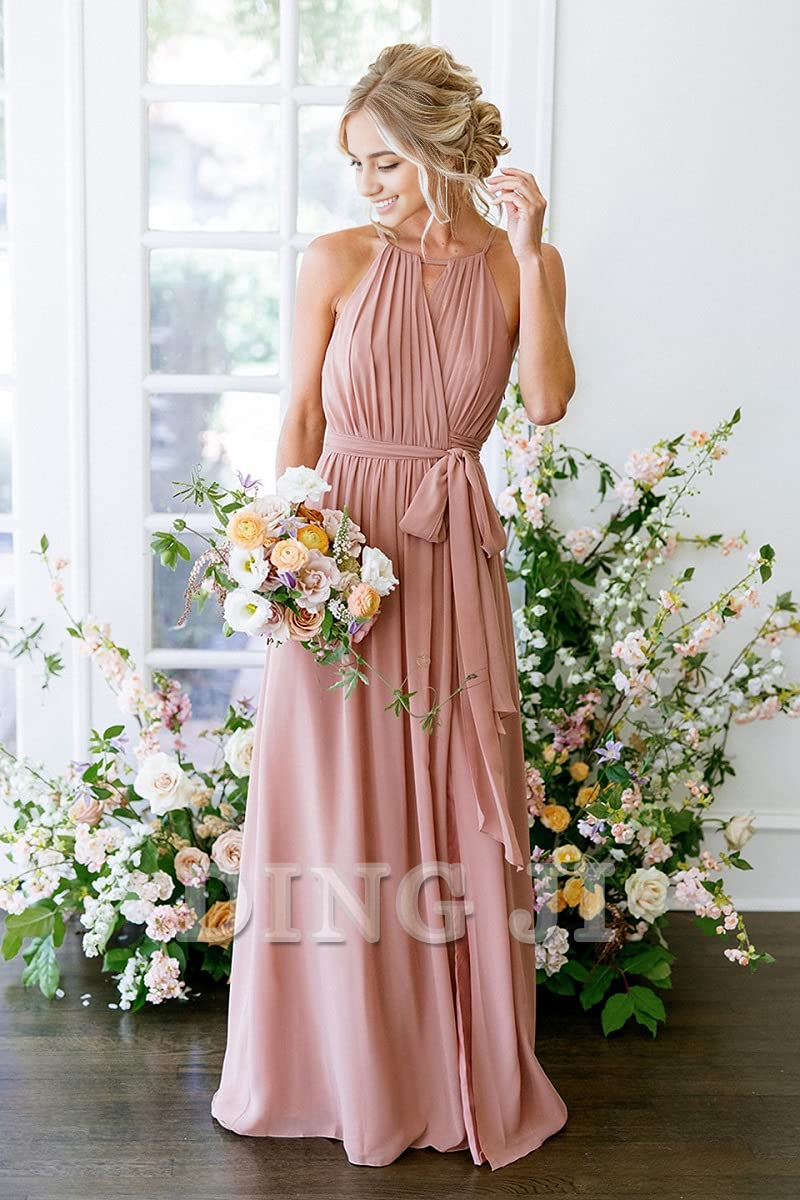DingJiDress Bridesmaid Dresses A-Line Pleated Elegant Simple Fashion Long Formal Wear Dresses