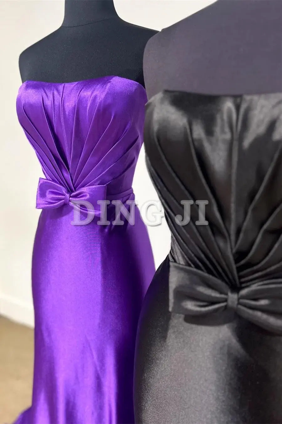 DingJiDress Evening Dress Strapless Bow Mermaid Cultivate oneself Sweep Train Prom Dress Charming Formal Wear Dresses Wedding Guest Dresses